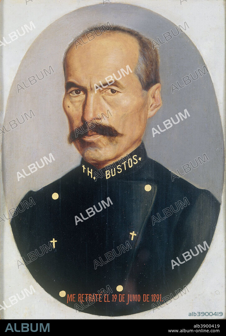 HERMENEGILDO BUSTOS. Self-portrait. Date/Period: 1891. Painting. Oil on canvas Oil on canvas. Height: 353 mm (13.89 in); Width: 254 mm (10 in).