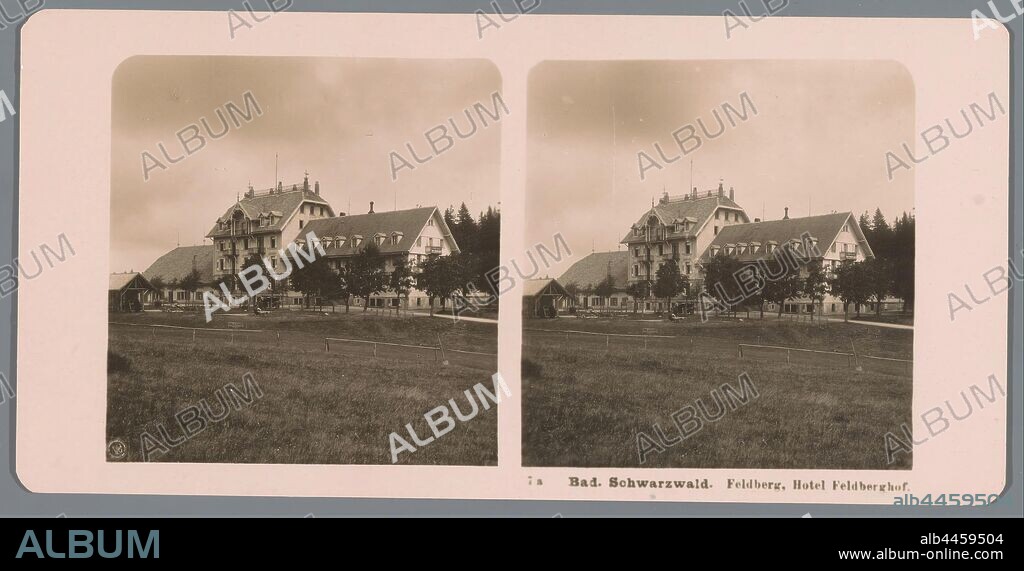 Exterior of the Feldberger Hof hotel in Feldberg Bad. Black Forest. Feldberg, Hotel Feldberghof (title on object), facade (or house or building), hotel, hostelry, inn, Neue Photographische Gesellschaft (mentioned on object), Feldberg, c. 1900 - c. 1910, cardboard, photographic paper, gelatin silver print, h 88 mm × w 179 mm.