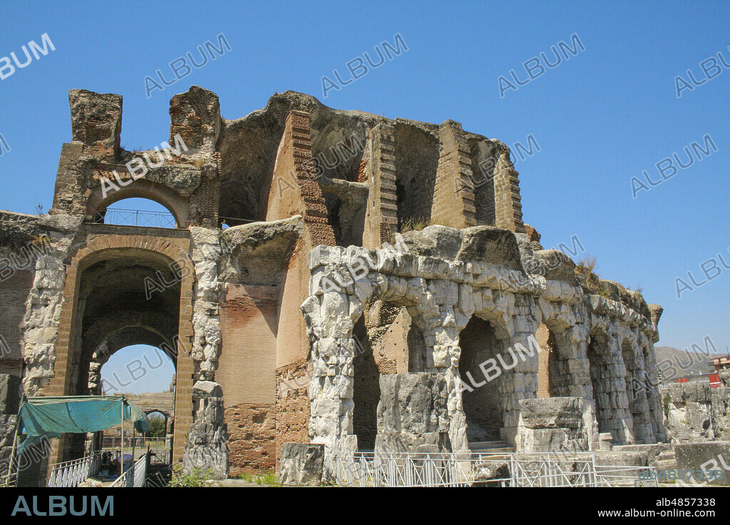 Santa Maria Capua a Vetere, Province of Caserta, Campania, Italy, Europe. The Campanian amphitheatre (Anfiteatro Campano) of Santa Maria Capua Vetere, the anciet Capua, is the second largest of such monuments in ancient Italy after the Colosseum. It was built between the end of the first and the beginning of the second century AD.