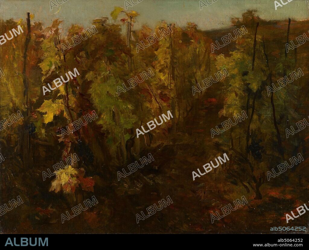 La Vigne [The Vine], 1860-1863 Charles Francois Daubigny (d.1878), Oil Painting, Wine, Art Movement, Impressionism, Season, Autumn, Agriculture, Vineyard, Art Movement, Barbizon school, Farming, Plant.