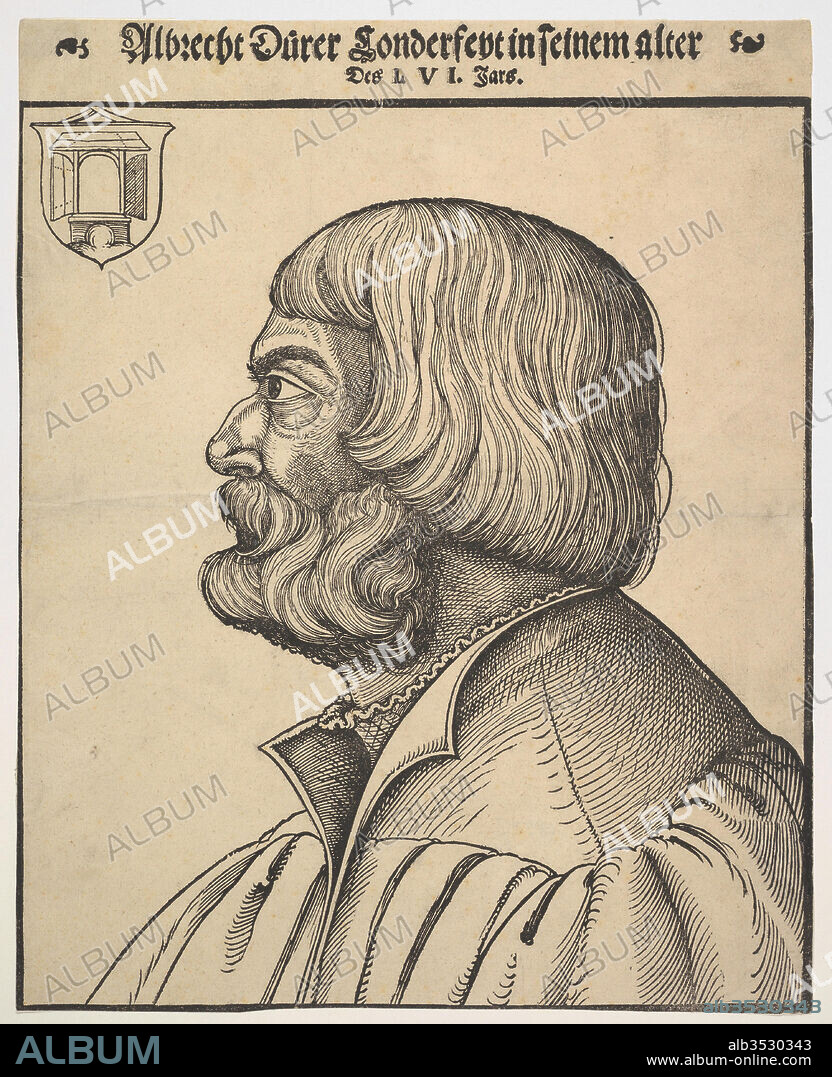 Portrait of Albrecht Dürer, ca. 1538, Woodcut, sheet: 12 5/8 x 10 1/8 in. (32 x 25.7 cm), Prints, Attributed to Erhard Schön (German, Nuremberg 1491–1542 Nuremberg).