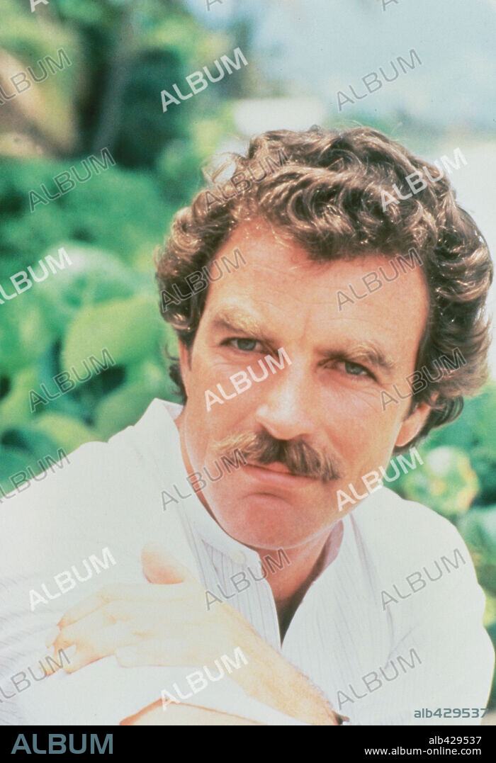 TOM SELLECK in MAGNUM, P. I., 1980. Copyright UNIVERSAL TV.