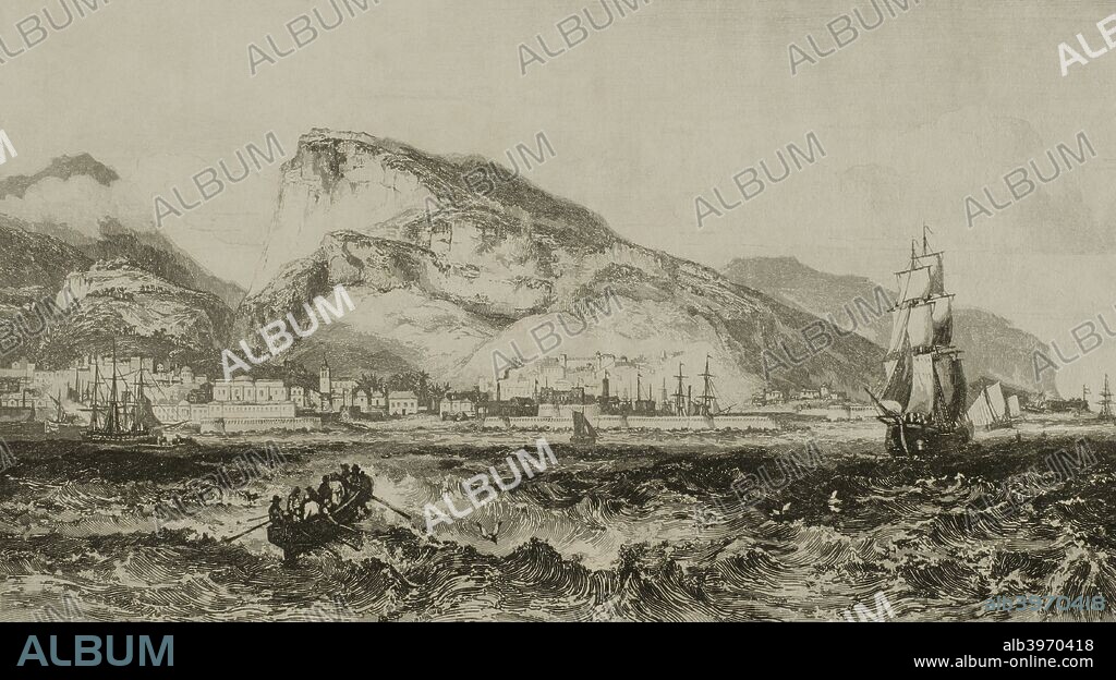 Islas de Africa. Isla de Francia. Vista de Puerto Luís (Port-Louis). Grabado. Panorama Universal. Historia de Las Islas Madagascar, Borbón y Mauricio, 1850. Biblioteca Histórico Militar de Barcelona. Cataluña. España.
