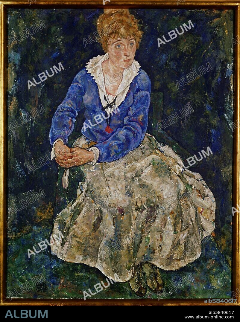 EGON SCHIELE. Bildnis Edith Schiele,der Frau des Knstlers, sitzend (Portrait of Edith Schiele,the artist's wife,seated), 139,5 : 109,2 cm, P 316.
