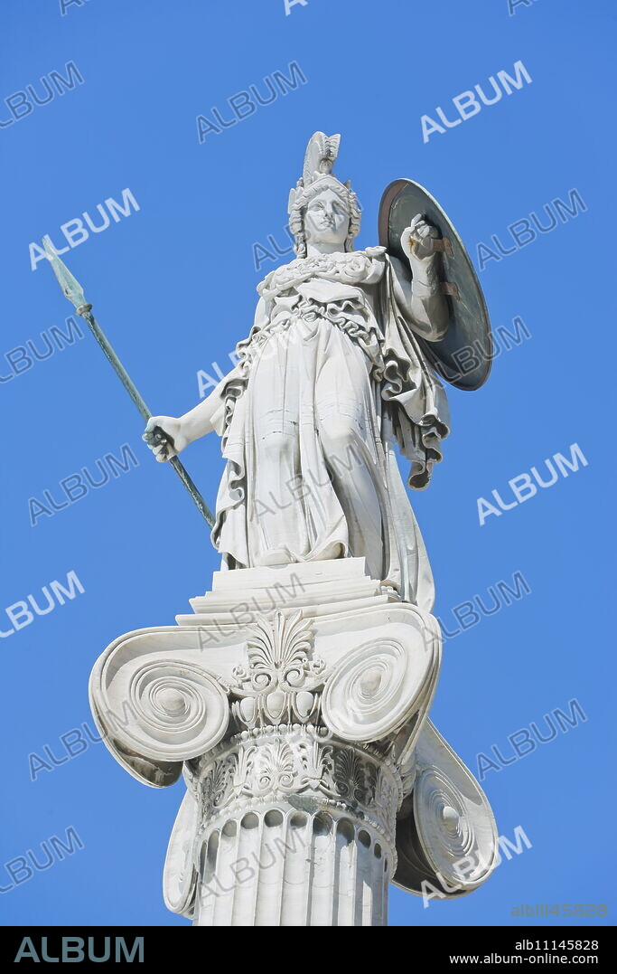 Statue of Athena outside Academy of Athens, Athens, Greece, Europe.