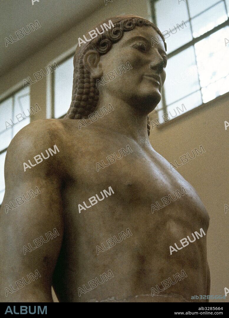 Kroisos Kouros. Young warrior named Kroisos. Anavyssos, Attica. Greece. 530 BC. National Archaelogical Museum of Athens. Greece.