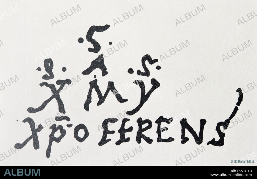 Signature and monogram of Christopher Columbus 1451 to 1506.