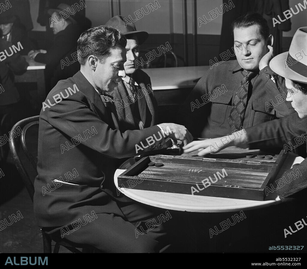 Game of Backgammon in Greek Restaurant, Aliquippa, Pennsylvania, USA, Jack Delano, U.S. Farm Security Administration, U.S. Office of War Information Photograph Collection, January 1941.