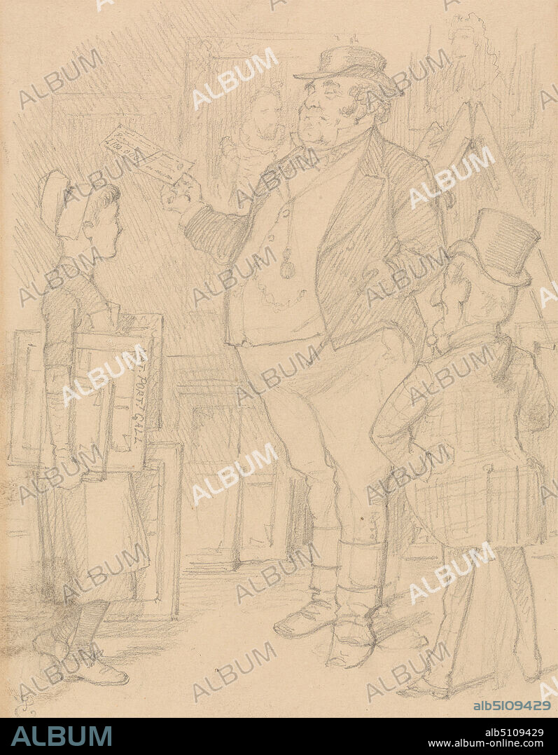 Drawing for a `Punch' Cartoon, John Tenniel, 18201914, British, undated, Graphite on medium, slightly textured, beige wove paper, Sheet: 11 1/4 × 7 9/16 inches (28.6 × 19.2 cm), genre subject, girl, paintings.