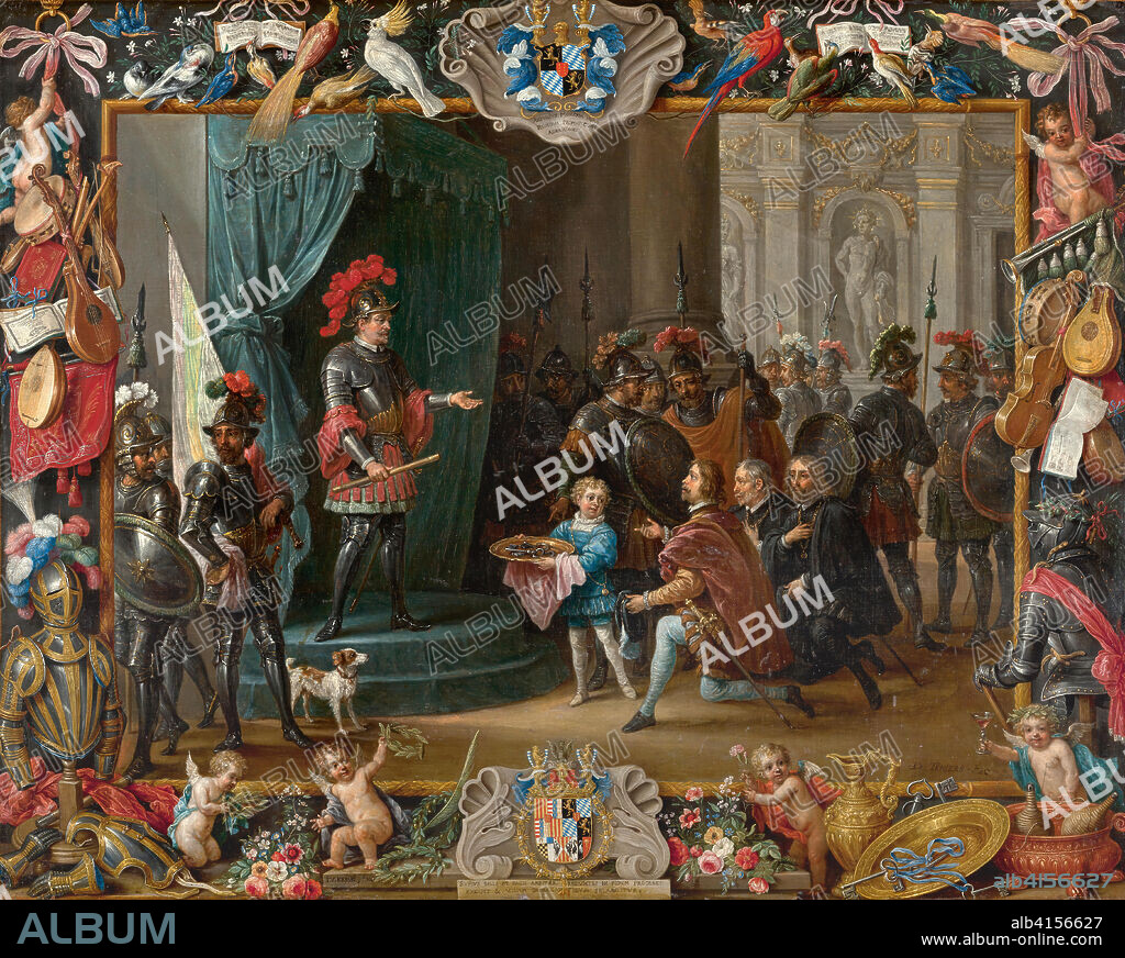 David Teniers II and Jan van Kessel I (Antwerp, 1610-Brussels, 1690 and Antwerp, 1626-79). The Submission of the Sicilian Rebels to Antonio Moncada in 1411 (1663). Oil on copper. 54 x 68.2 cm.