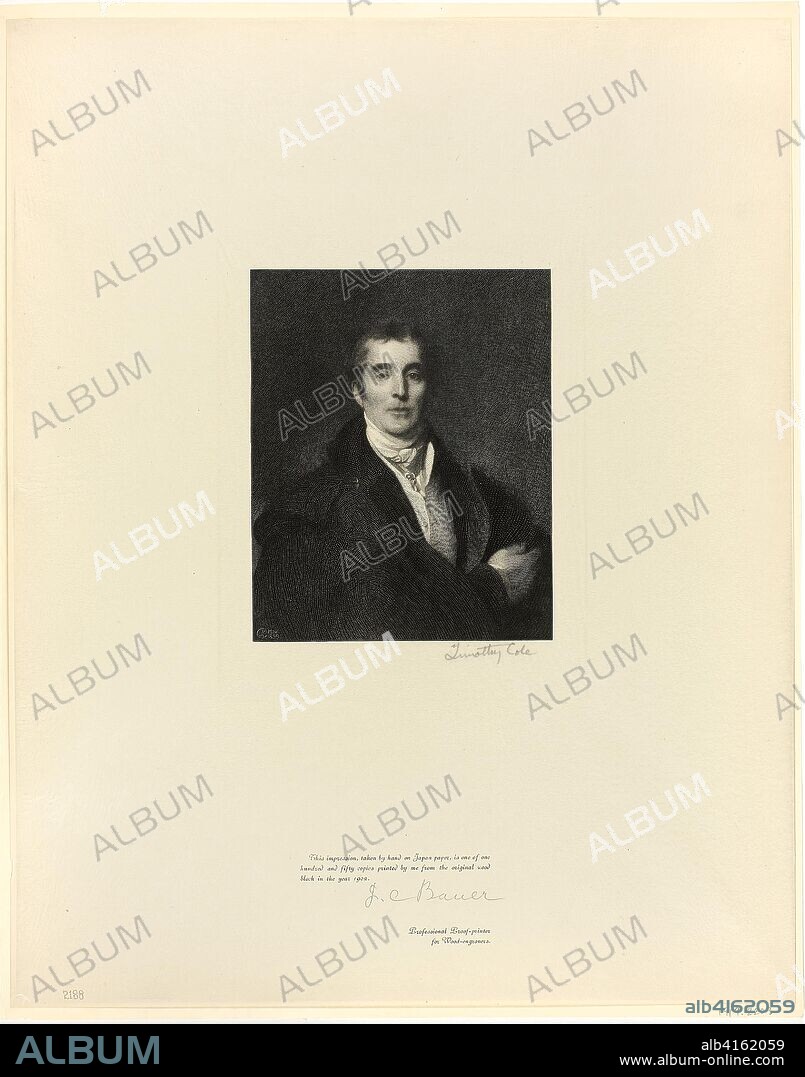 The Duke of Wellington, from Old English Masters. Timothy Cole (American, born England, 1852-1931); after Sir Thomas Lawrence (English, 1769-1830). Date: 1899. Dimensions: 435 x 345 mm (sheet). Wood engraving on chine paper. Origin: United States.