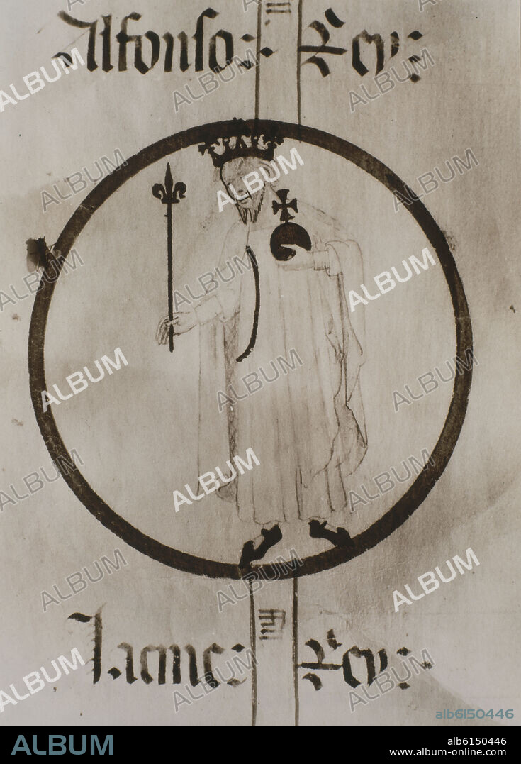 ALFONSO III EL LIBERAL (1265-1291) REY DE ARAGON REY DE VALENCIA Y DE MALLORCA COMO ALFONSO I Y CONDE DE BARCELONA COMO ALFONSO II - MANUSCRITO POBLET.