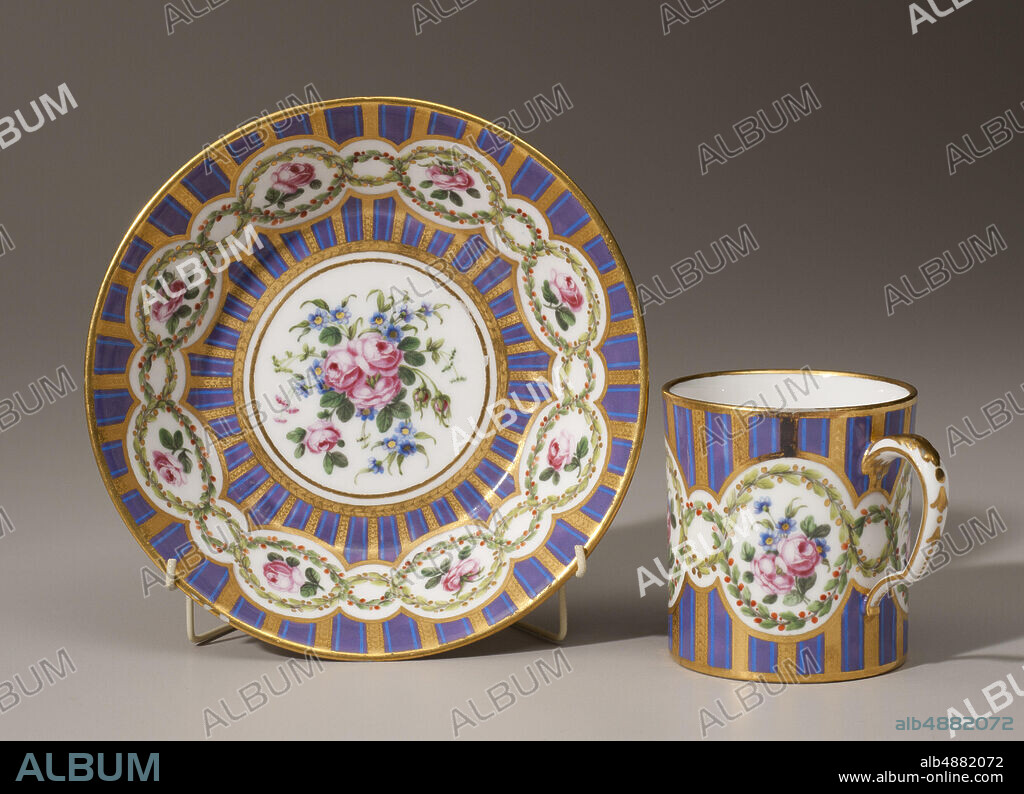 Sèvres Porcelain Manufactory, French, 1756present, Guillaume Noël, (French, active 17551800), Cup and Saucer, 1781, Soft-paste porcelain, Height of cup: 2 3/8 in. (6 cm); diameter: 2 1/4 in. (5.7 cm).