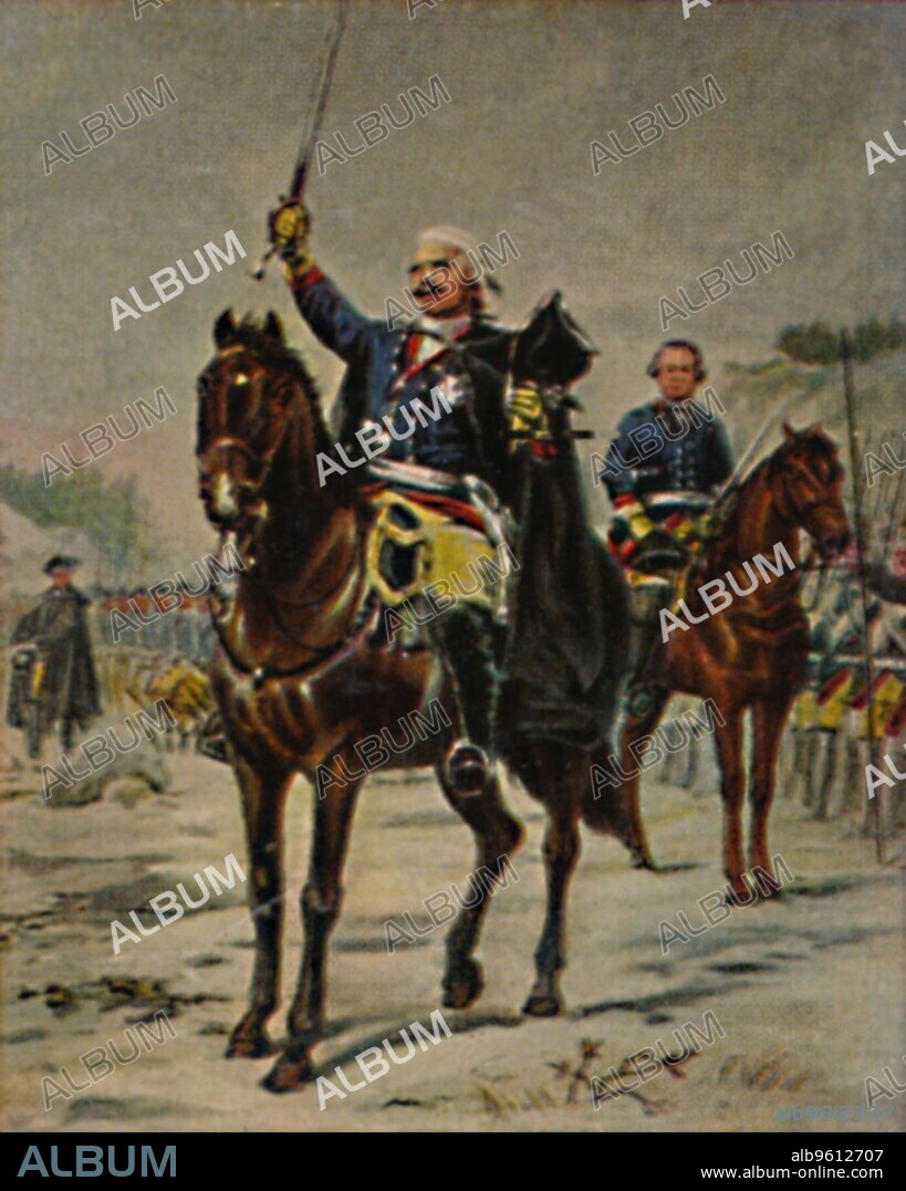 'Der Alte Dessauer 1676-1747', 1934. Leopold I, Prince of Anhalt-Dessau (1676-1747) a German prince of the House of Ascania and ruler of the principality of Anhalt-Dessau from 1693 to 1747. He was also a Generalfeldmarschall in the Prussian army. Nicknamed 'the Old Dessauer' (der alte Dessauer), he possessed good abilities as a field commander, but was mainly remembered as a talented drillmaster who modernized the Prussian infantry. From "Die Großen der Weltgeschichte". [Eckstein-Halpaus, Dresden, 1934].