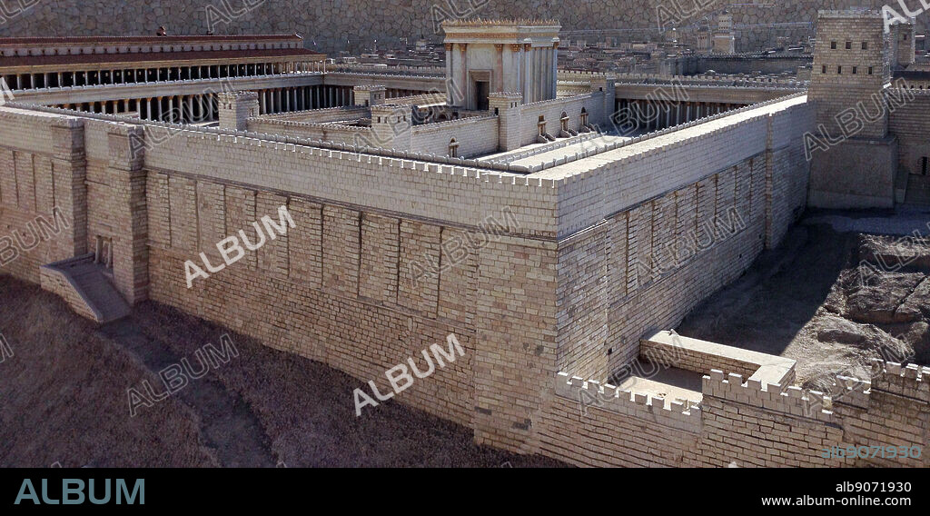 In the Model of Jerusalem at the Israel Museum. The model is a 1:50 scale-model of the City of Jerusalem in the Late Second Temple Period. The model was designed by Israeli historian and geographer Michael Avi Yonah based on the writings of Flavius Josephus and other historical sources. The model includes a replica of the Herodian Temple.