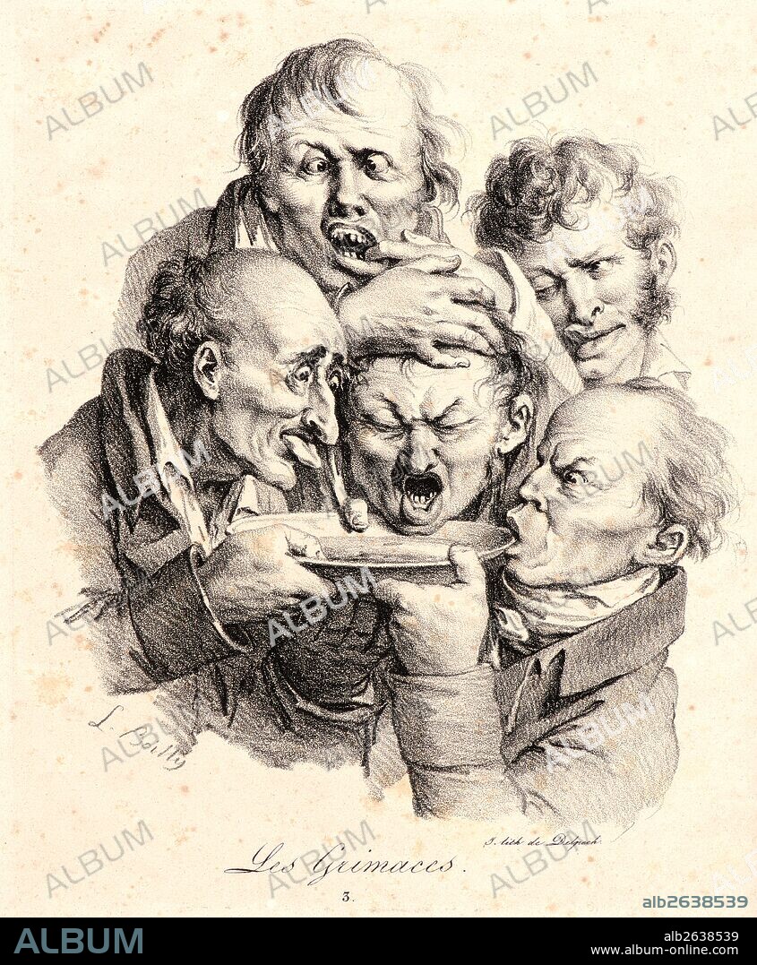 Louis Léopold Boilly (French, 1761 - 1845). Grimaces (Les Grimaces). Lithograph. Image: 222 mm x 188 mm (8.74 in. x 7.4 in.).