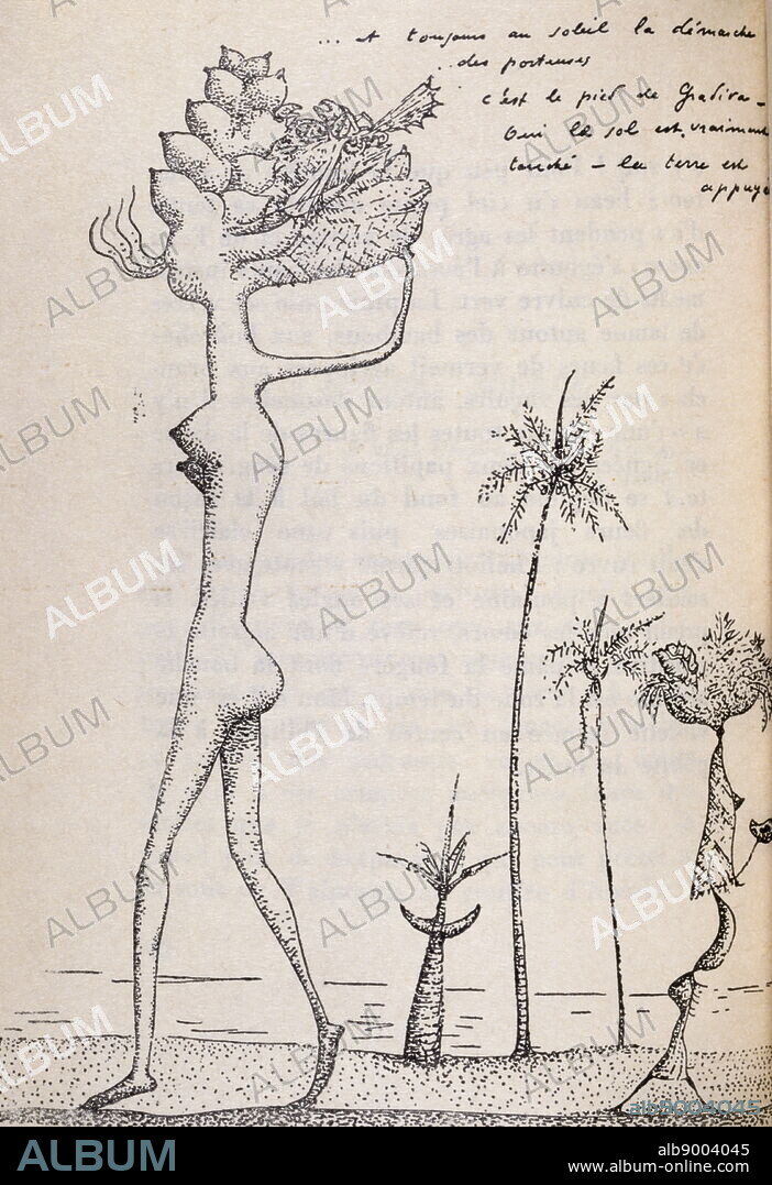 Illustration from 'Martinique, Snake Charmer' (Martinique, Charmeuse de Serpents), by André Breton 1948. Breton 1896 - 1966, was a French writer, poet, and anti-fascist. He is known best as the founder of Surrealism.