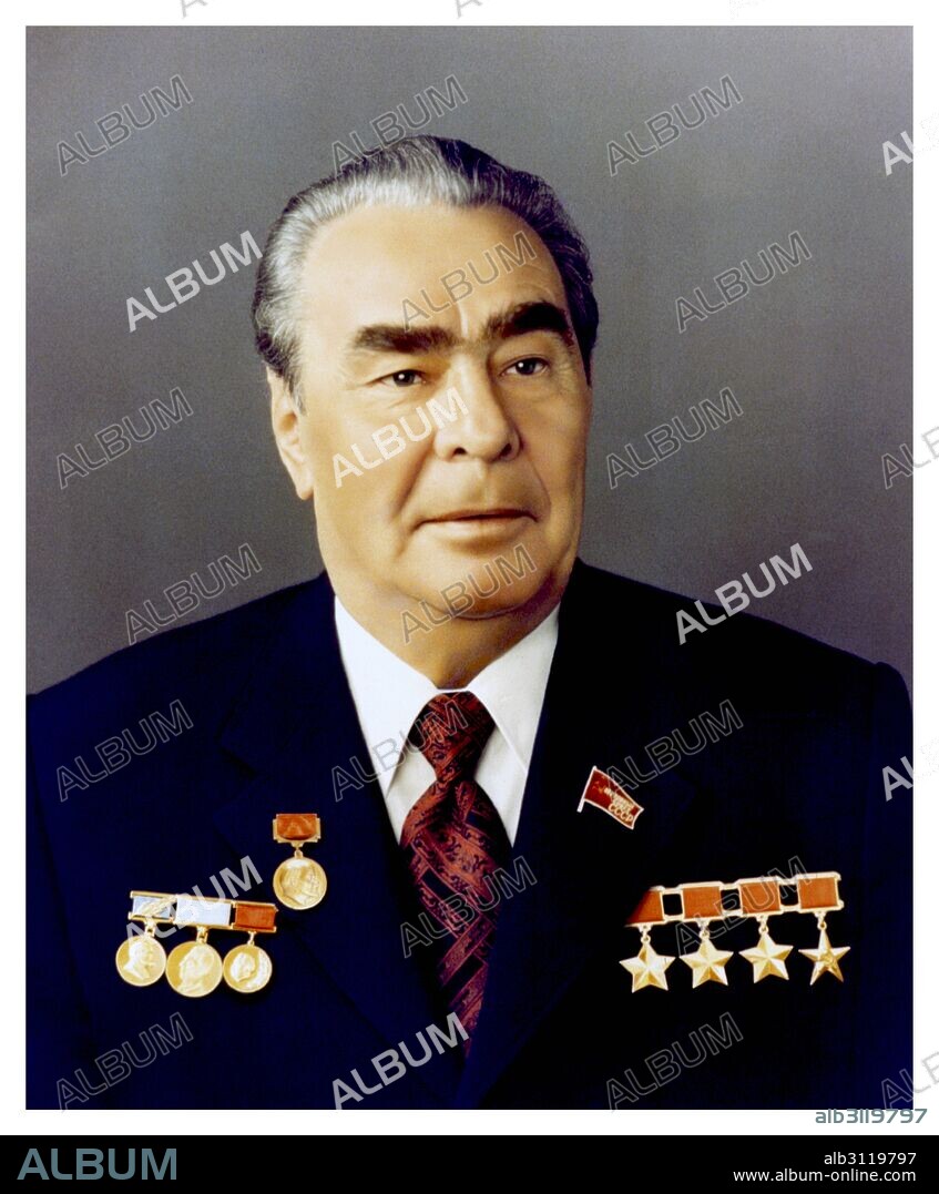 Photographic portrait of Leonid Brezhnev (1906-1982) General Secretary of the Central Committee of the Communist Party of the Soviet Union. Dated 1964.