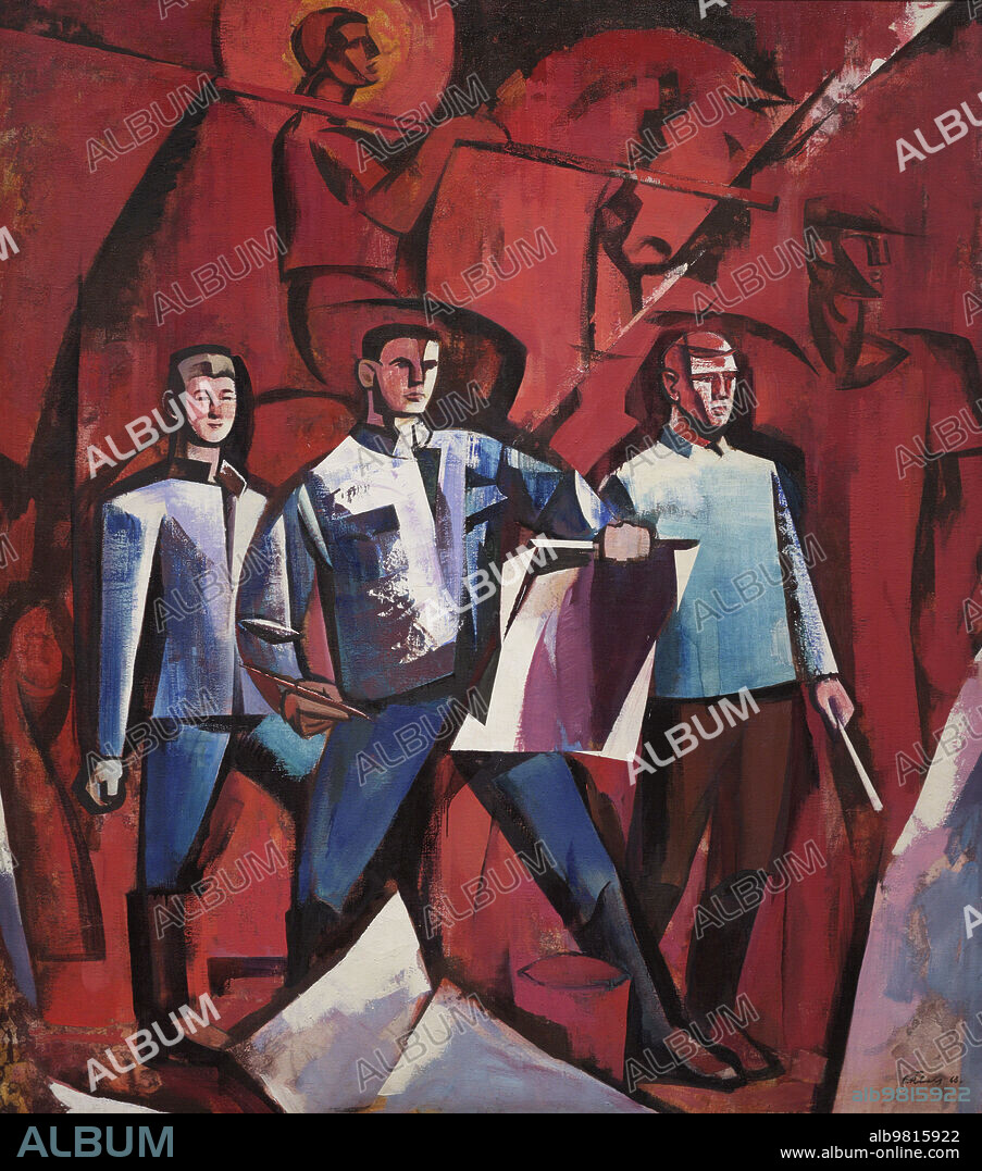 Ojars Abols (1922-1983). Latvian painter. The Proletariat Carrying the Sun. Latvian Artists in 1919, 1968. Oil on canvas, 1968 (225 x 200 cm). Latvian National Museum of Art. Riga. Latvia.