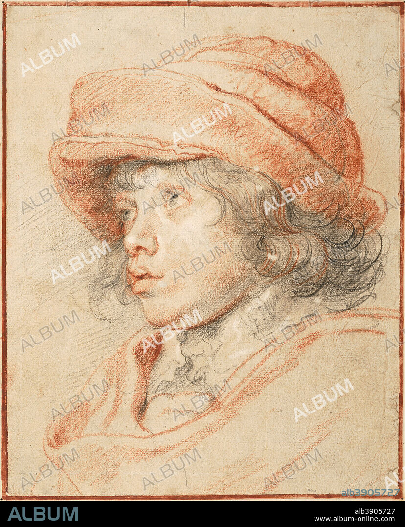 PETER PAUL RUBENS. Rubens's Son Nicolaas Wearing a Red Felt Cap, 1625-1627. Date/Period: From 1625 until 1627. Drawing. White chalk, black chalk and sanguine on paper.