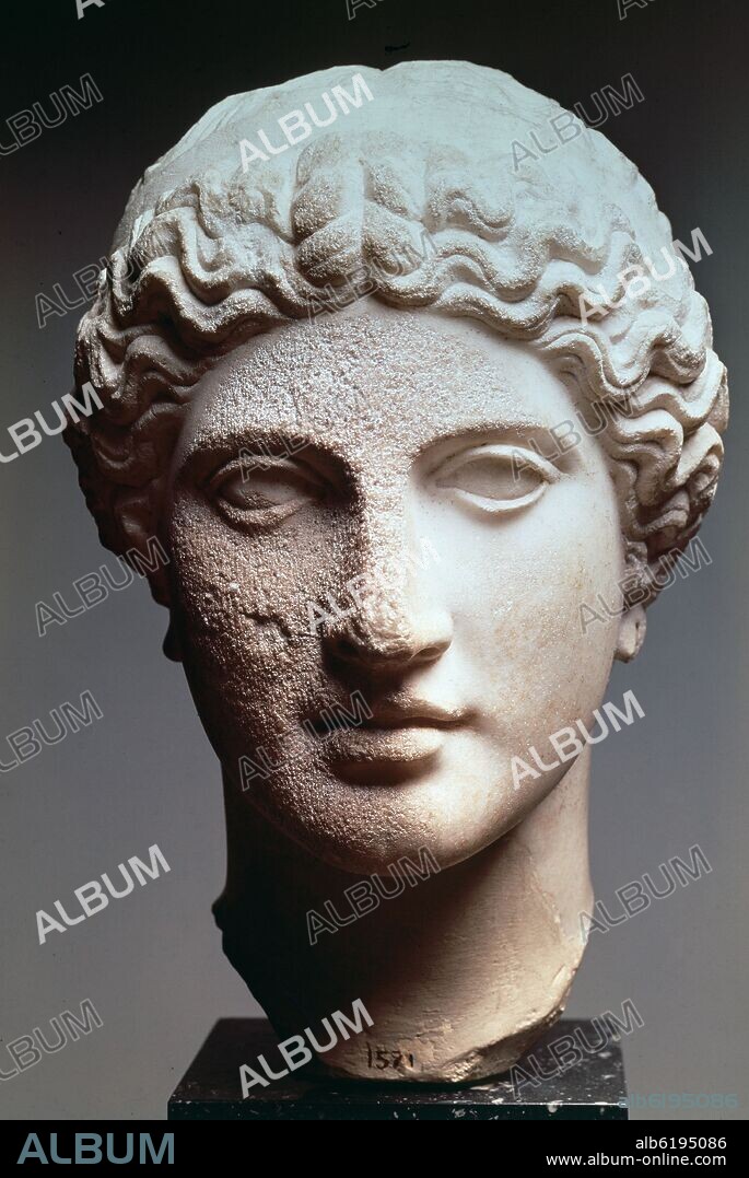 POLICLETO (450 AC-420 AC). CABEZA DE LA DIOSA HERA - ESCULTURA GRIEGA SIGLO V AC.