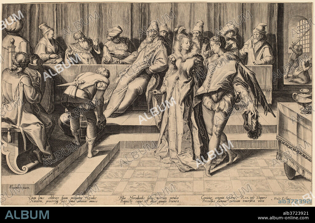 JAN PIETERSZ SAENREDAM, AFTER KAREL VAN MANDER I. Salome Dancing Before Herod. Dimensions: sheet: 26.7 x 40.9 cm (10 1/2 x 16 1/8 in.) (trimmed within plate mark). Medium: engraving on laid paper.
