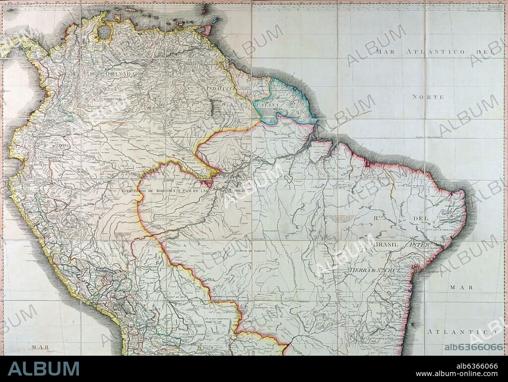 CRUZ CANO Y OLMEDILLA JUAN / FADEN WILLIAM. MAPA GEOGRAFICO DE AMERICA MERIDIONAL - 1799.