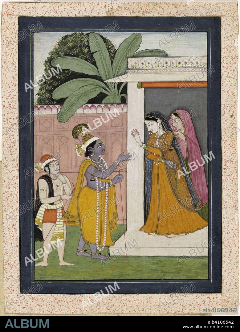 Radha does not return Krishna's flute. Draughtsman: anonymous. Draughtsman: Chajju (attributed to). Dating: 1805 - 1815. Place: Pahari. Measurements: h 163 mm × w 115 mm; h 207 mm × w 157 mm.