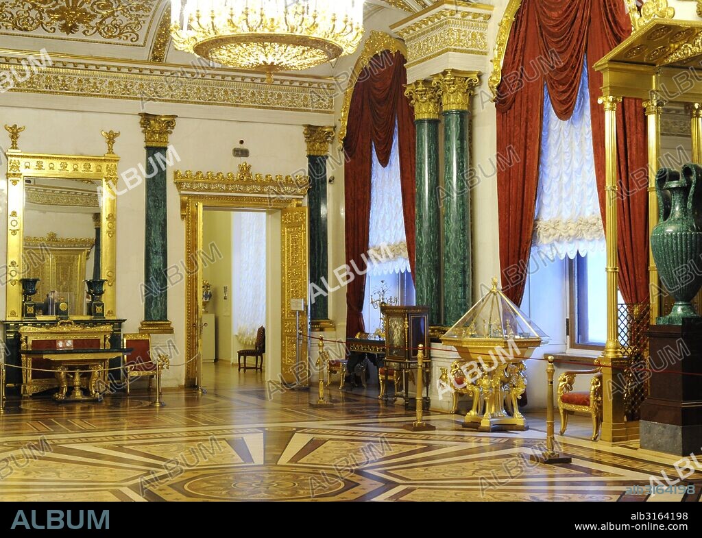 The State Hermitage Museum. Winter Palace. The malachite room. By Alexander Briullov, 1839. Saint Petersburg. Russia.