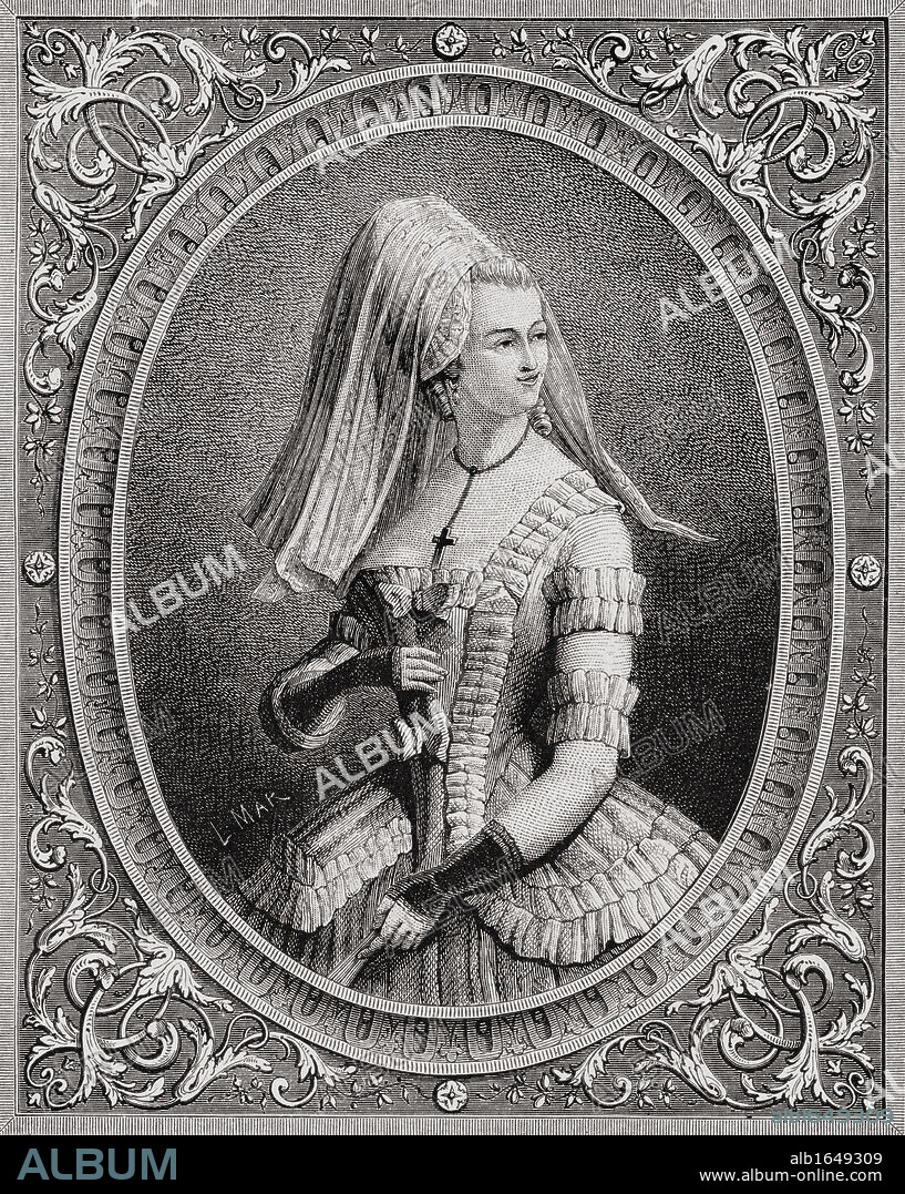 Yolande Martine Gabrielle de Polastron, Madame de Polignac. 1749-1793. Best friend of Queen Marie-Antoinette.Engraved by Pannemaker after Goffineau. From "Histoire de la Revolution Francaise" by Louis Blanc.