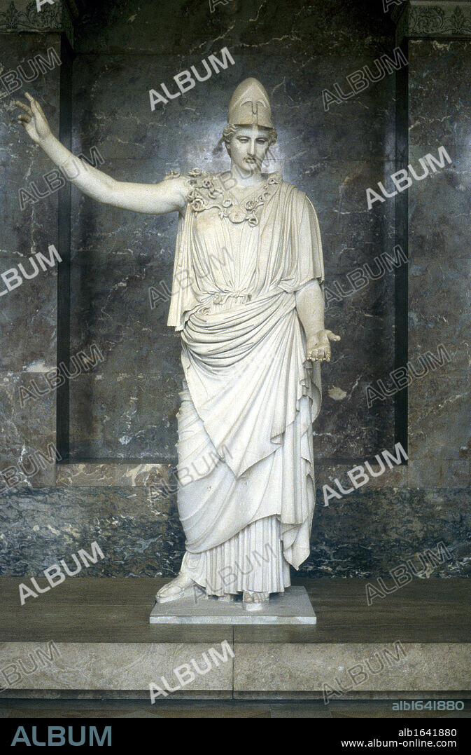 Pallas Athena (Minerva) goddess of wisdom, daughter of Zeus (Jupiter) Marble statue.