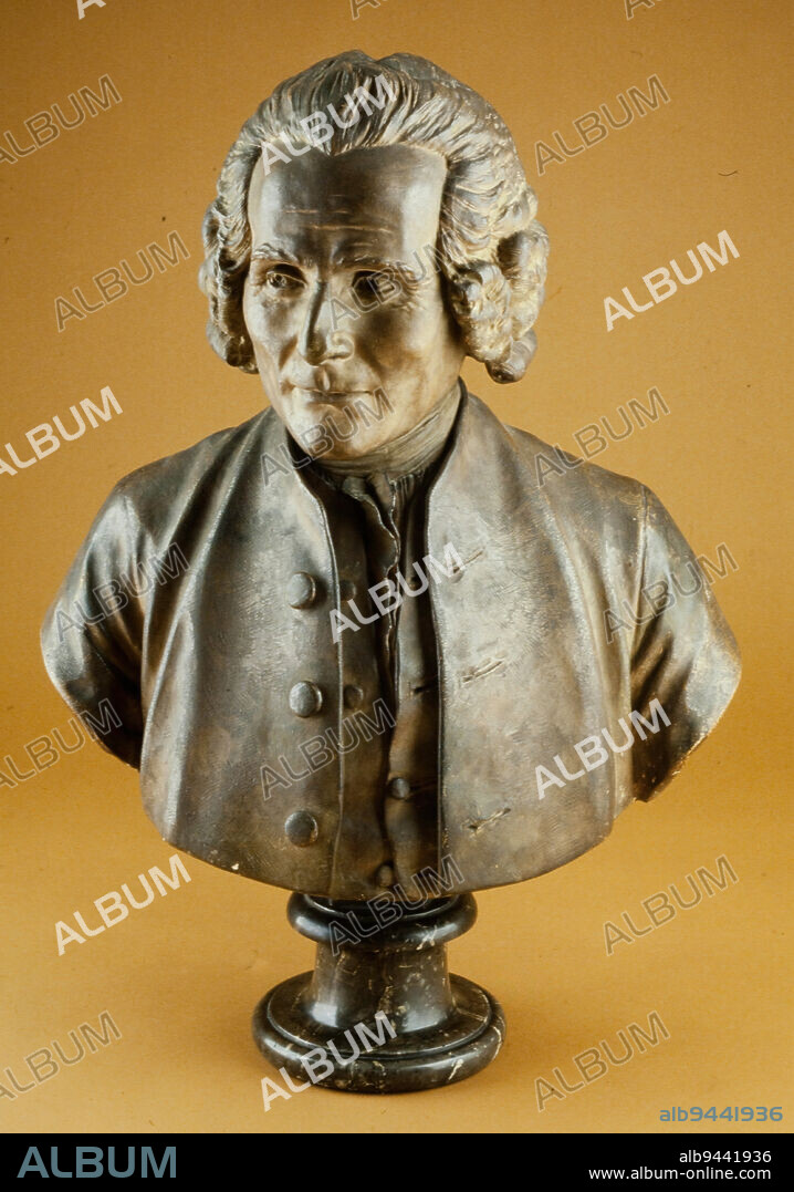 Portrait of Jean-Jacques Rousseau, 19th century, Jean-Antoine Houdon, French, 1741-1828, 23 1/4in. (59.1cm), Stucco, polychromed, France, 19th century.