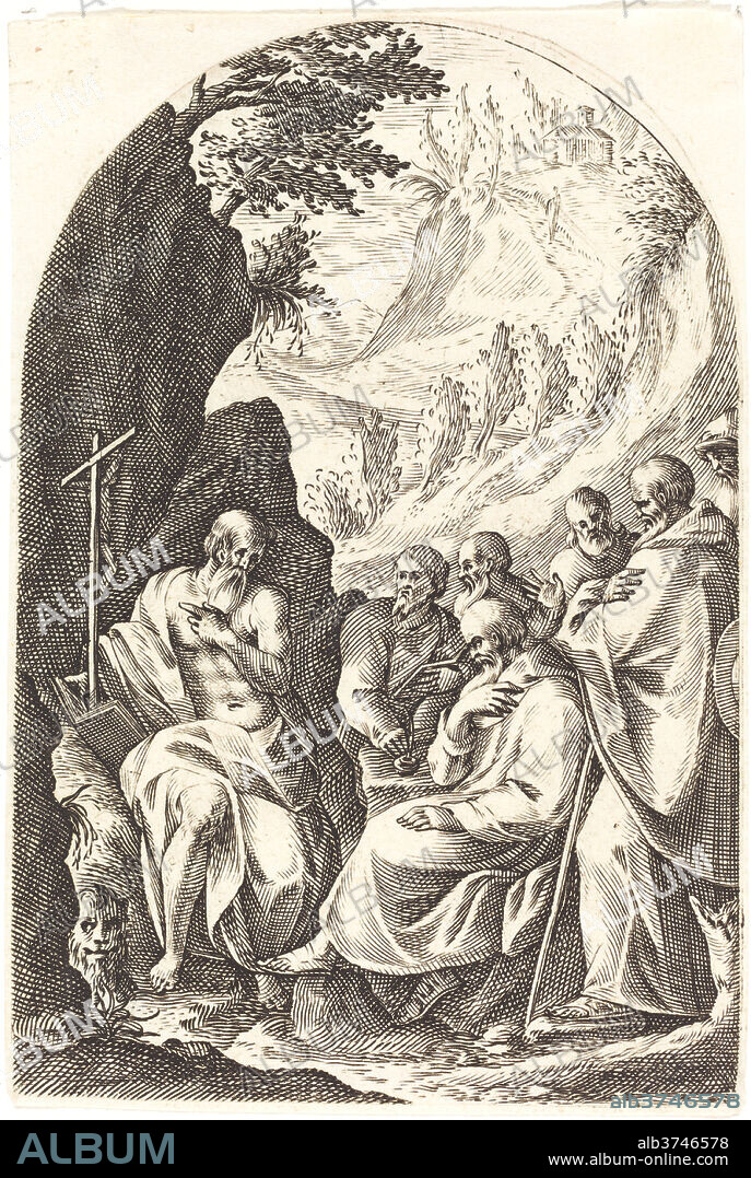 JACQUES CALLOT. Saint Jerome Instructing his Disciples in the Desert. Dated: 1608/1611. Medium: engraving.