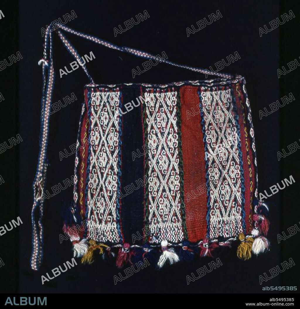 Coca Bag (Chuspa), Bolivia, 1850/1900. Small bag used for carrying coca leaves which, when chewed, act as a mild stimulant and suppress hunger, thirst, pain, and fatigue. Coca leaves can be processed to produce the drug cocaine, the psychoactive constituent.