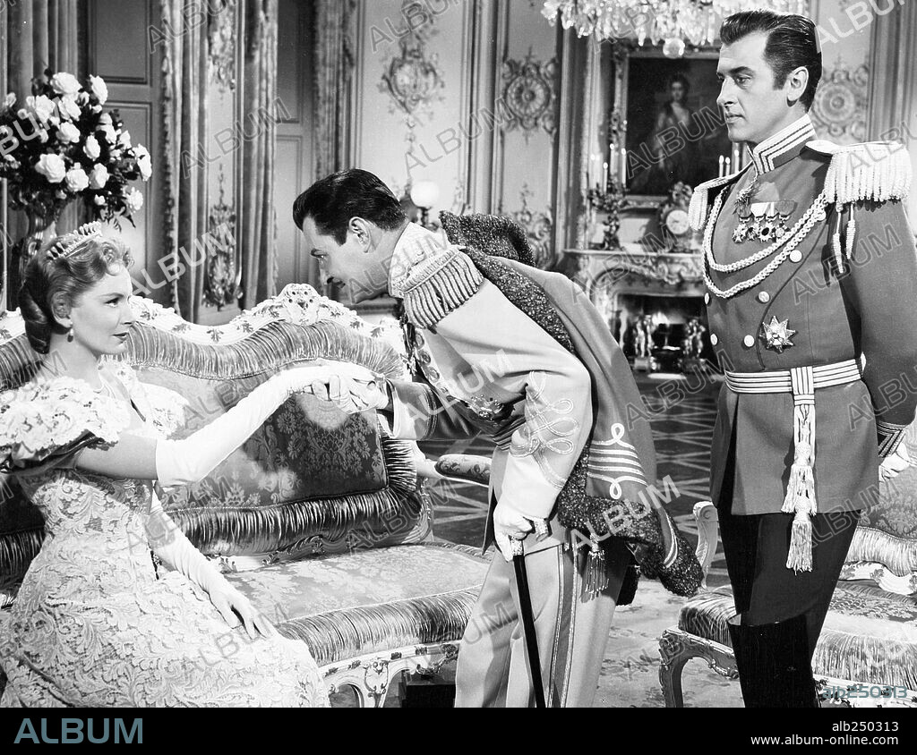 DEBORAH KERR and STEWART GRANGER in THE PRISONER OF ZENDA, 1952, directed by RICHARD THORPE. Copyright M.G.M.