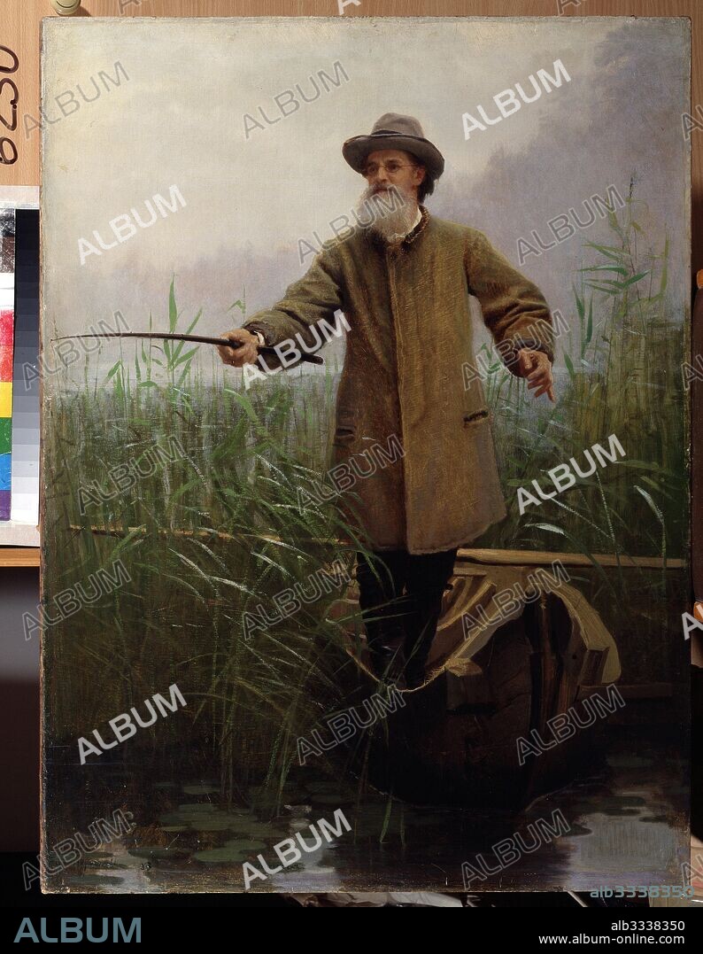 IVAN NIKOLAYEVICH KRAMSKOI. Portrait of the poet Apollon Maykov (1821-1897) fishing.