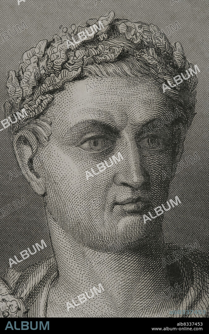 Constantine I the Great (Gaius Flavius Valerius Constantinus) (ca. 272 - 337). Roman emperor. Portrait. Engraving. Detail. "Historia Universal)", by César Cantú. Volume II, 1854.