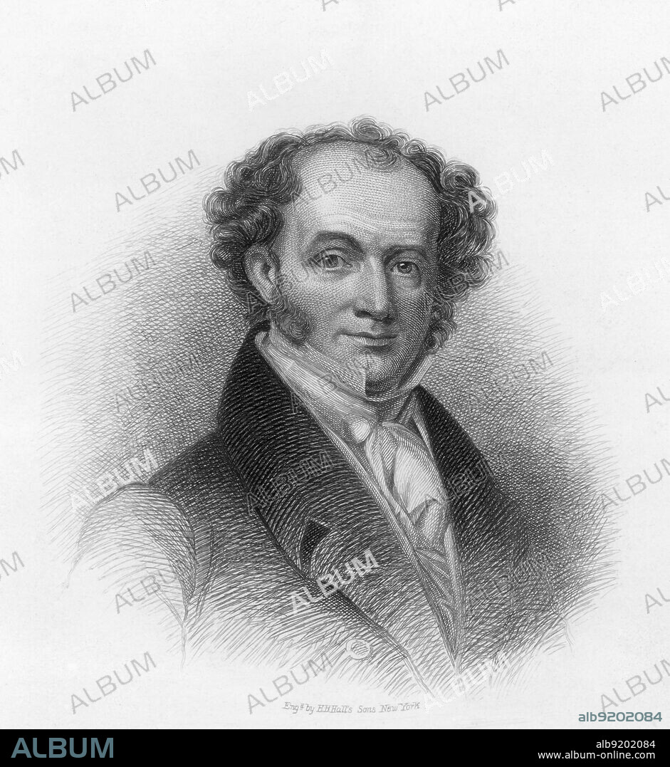 Martin Van Buren (1782 - 1862) was the eighth President of the United States (1837-1841). Before his presidency, he was the eighth Vice President (1833-1837) and the tenth Secretary of State (1829-1831), both under Andrew Jackson. He was a key organizer of the Democratic Party, a dominant figure in the Second Party System, and the first president not of British or Irish descent, his family was Dutch. He was the first president to have been born a United States citizen, and the first for New York. He is the only president not to have spoken English as his first language, having grown up speaking Dutch. As Secretary of State and then Vice President, he was a key figure in building the organizational structure for Jacksonian democracy. His administration was largely characterized by the economic hardship of his time, the Panic of 1837. He was scapegoated for the depression and called "Martin Van Ruin" by his political opponents. He was voted out of office after four years, losing to Whig candidate William Henry Harrison. In the 1848 election Van Buren ran unsuccessfully for president on a third-party ticket, the Free Soil Party. After being bedridden with a case of pneumonia during the fall of 1861, he died of bronchial asthma and heart failure in 1862, at the age of 79.