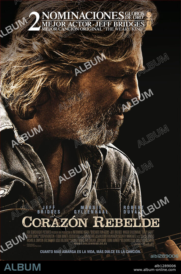Poster de CORAZON REBELDE, 2009 (CRAZY HEART), dirigida por SCOTT COOPER. Copyright BUTCHER'S RUN FILMS.