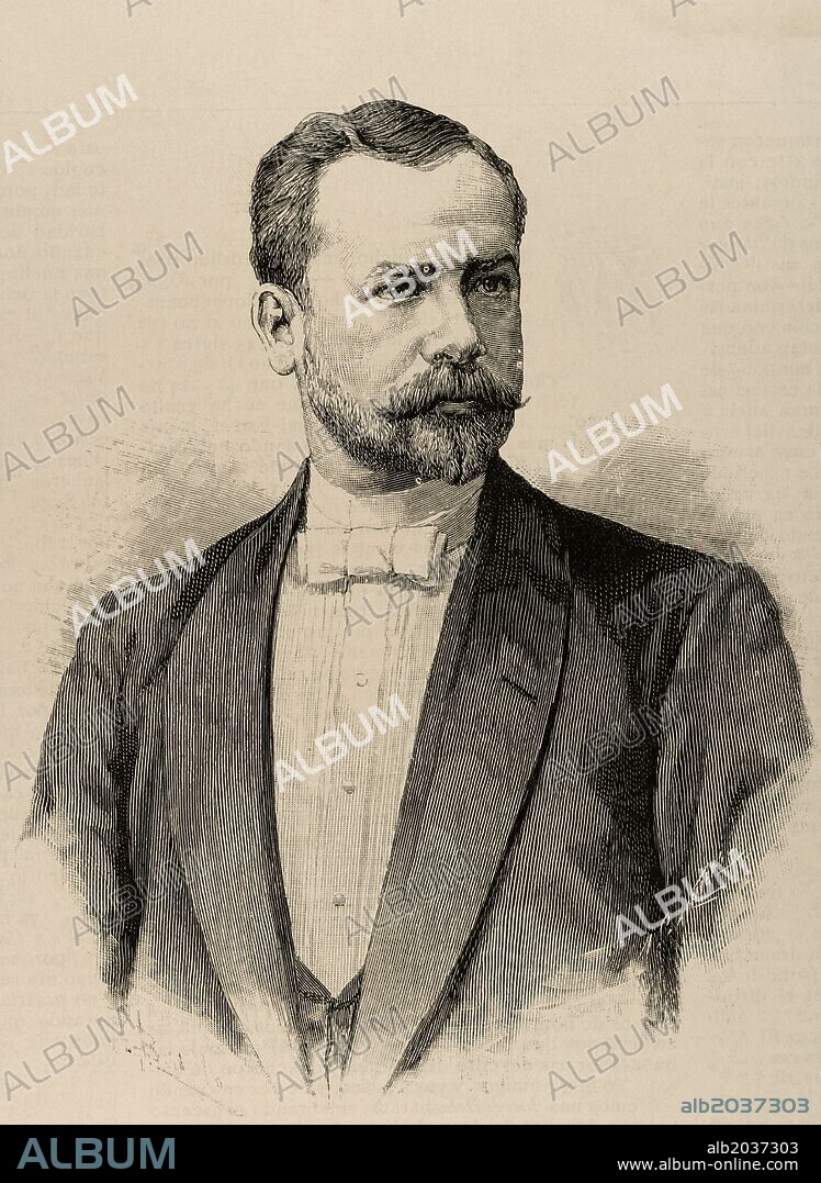 SATURNINO CALLEJA Y FERNANDEZ (1855-1915). Editor y escritor español. Conocido por sus colecciones de cuentos infantiles y autor de libros de texto para la enseñanza primaria. Grabado. "La Ilustración Española y Americana", Año 1880.