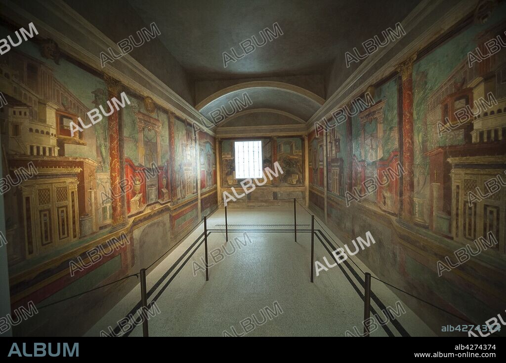 Recreación de un cubículo (cubiculum) de la villa romana de Boscoreale, S. I a. C.