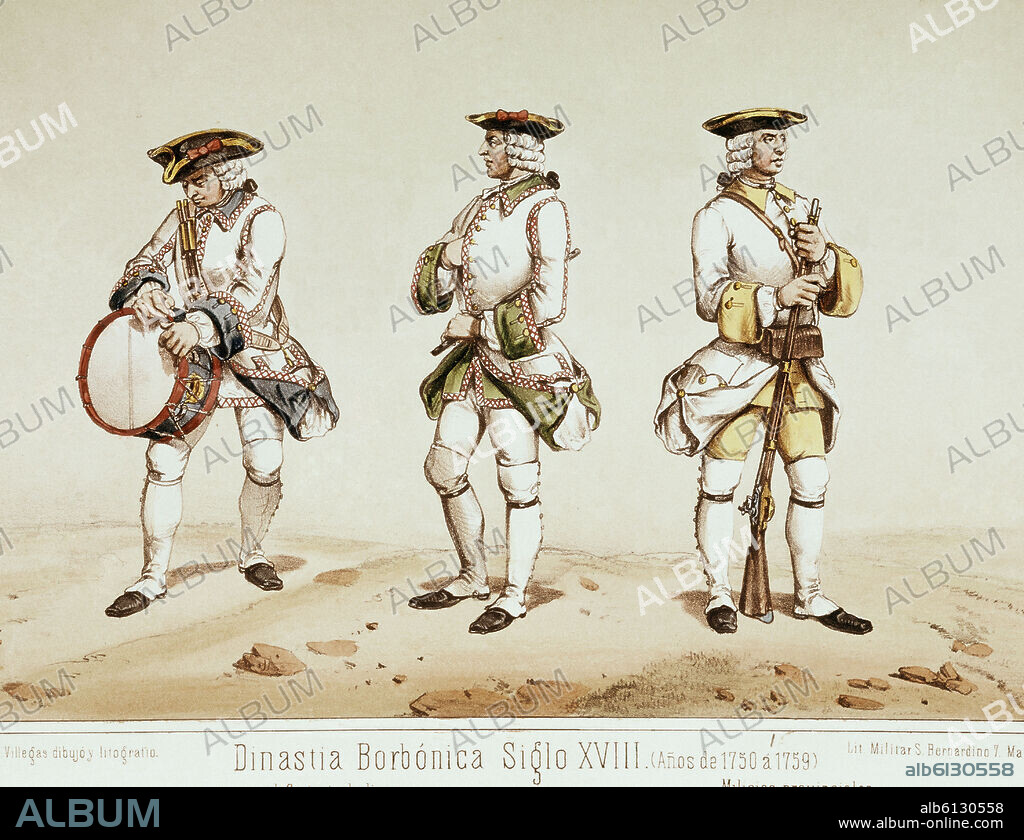 JOSE RUBIO DE VILLEGAS. INFANTERIA BORBONICA SIGLO XVIII      L44.