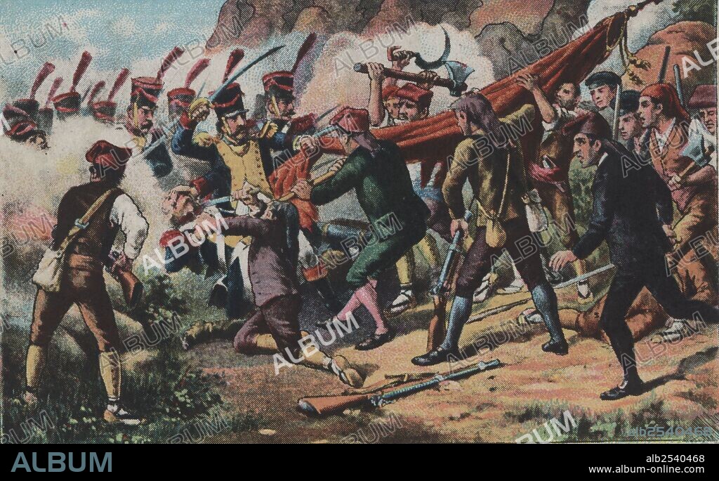 Guerra de la independencia. Año 1808. Bandera del somatén de Igualada (Barcelona).