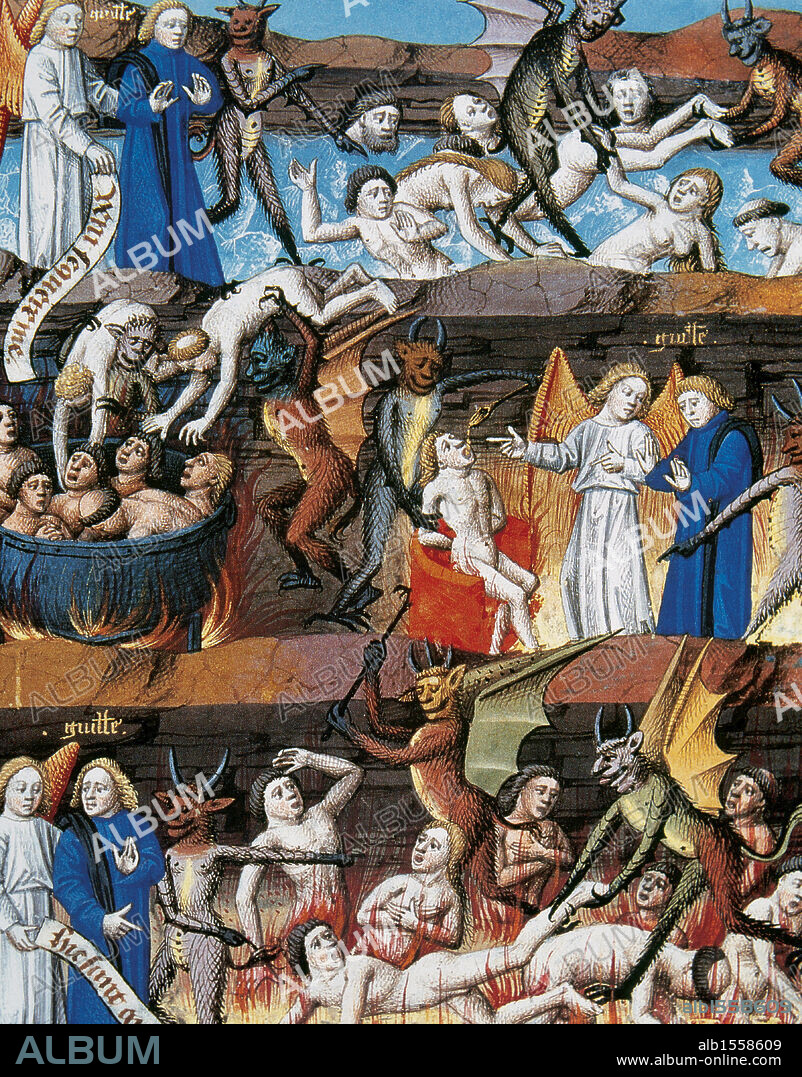 Representación del infierno. Miniatura del año 1463. Museo Condé. Chantilly. Francia.