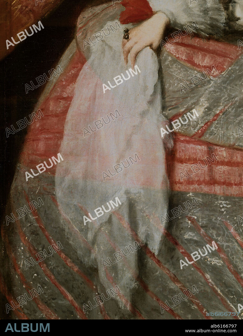 DIEGO VELAZQUEZ (1599-1660). INFANTA DOÑA MARGARITA DE AUSTRIA - HIJA DE FELIPE IV - DETALLE DE LA MANO CON EL PAÑUELO - 1660 - O/L - NP 1192 - BARROCO ESPAÑOL - CONJ.