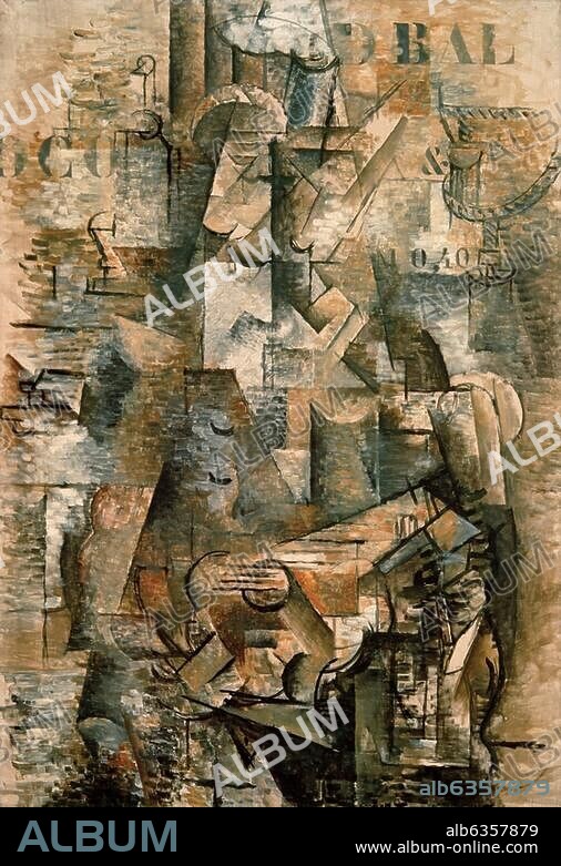 GEORGES BRAQUE. Braque, Georges. 1882-1963. "Le Portugais; L'Emigrant" (The Portuguese), Ceret (and Paris), autumn 1911. Oil on canvas, 117 × 81.5 cm. Donation Raoul La Roche. Inv. Nr. 2286. Basel, Kunstmuseum.