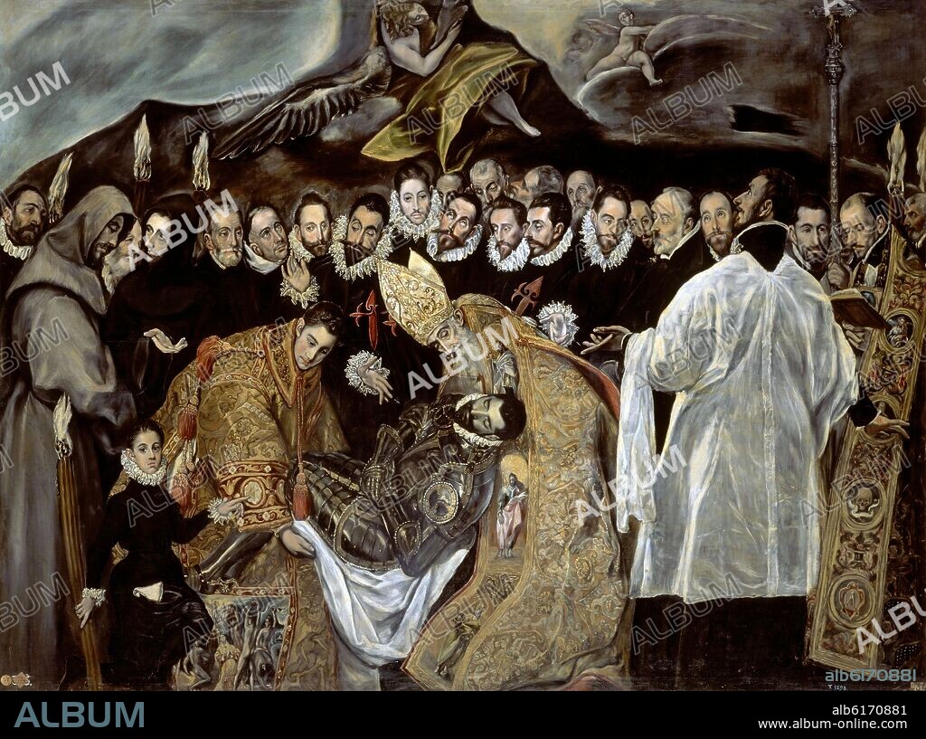 JORGE MANUEL THEOTOCOPULI (1578/1631). 'The Burial of the Count of Orgaz', 1586-1588, Oil on canvas, 189 x 250 cm.