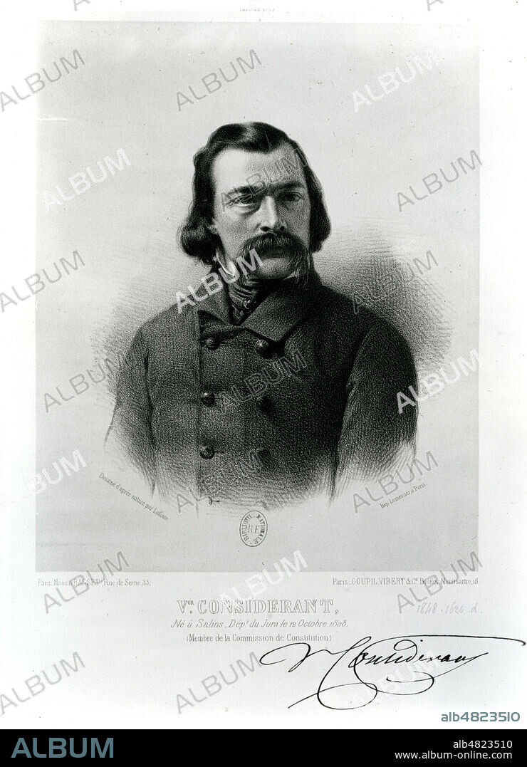 Portrait de Victor CONSIDERANT (1808-1893). Illustration d'apres Lafosse vers 1848. Credit : Collection KHARBINE-TAPABOR.