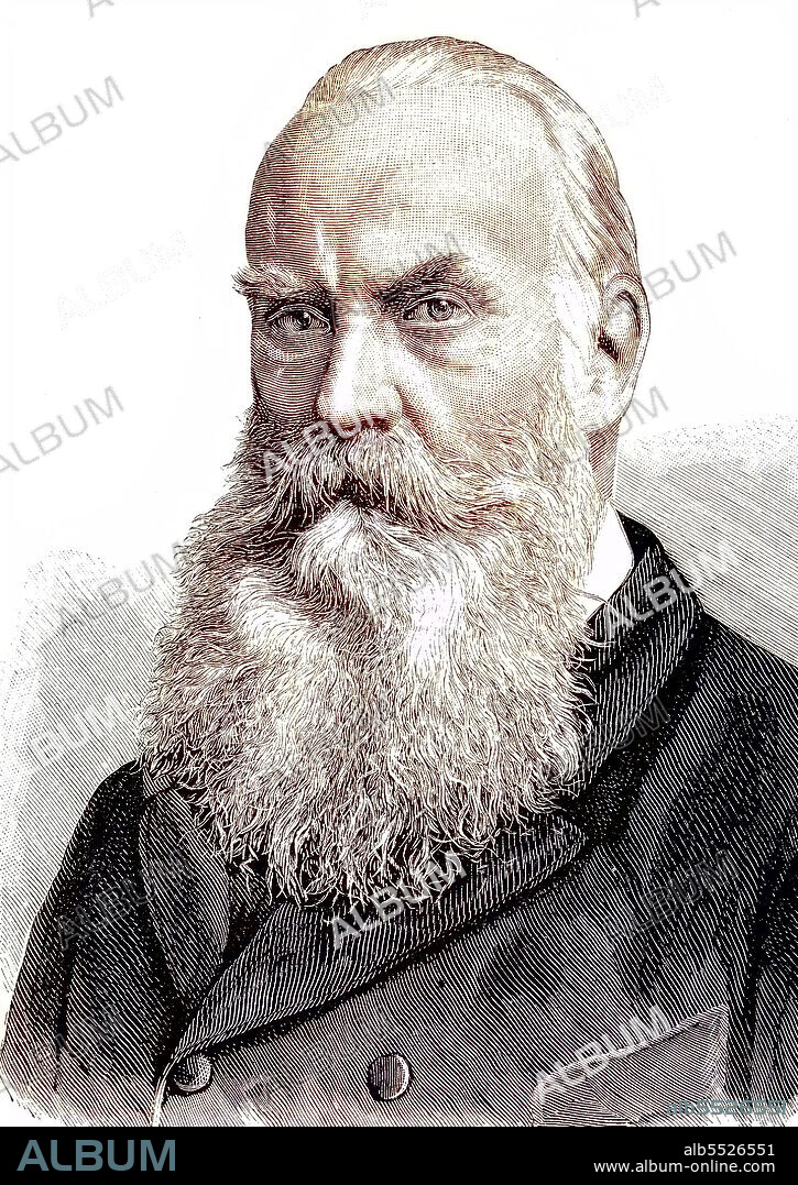 Georg II, Duke of Saxe-Meiningen, 1826 - 1914, was the penultimate Duke of Saxe-Meiningen. Herzog Georg II. von Sachsen-Meiningen, war regierender Herzog von Sachsen-Meiningen, digital improved reproduction of an original print from the year 1881, Koloriert, Kolorierung, koloriert, handkoloriert, Hand-colouring, hand coloured, colored.