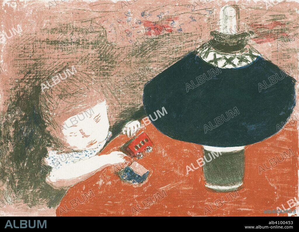 PIERRE BONNARD. Child with Lamp (L'enfant à la lampe). Dimensions: 40.2 cm x 50.5 cm, 33 cm x 44.7 cm.